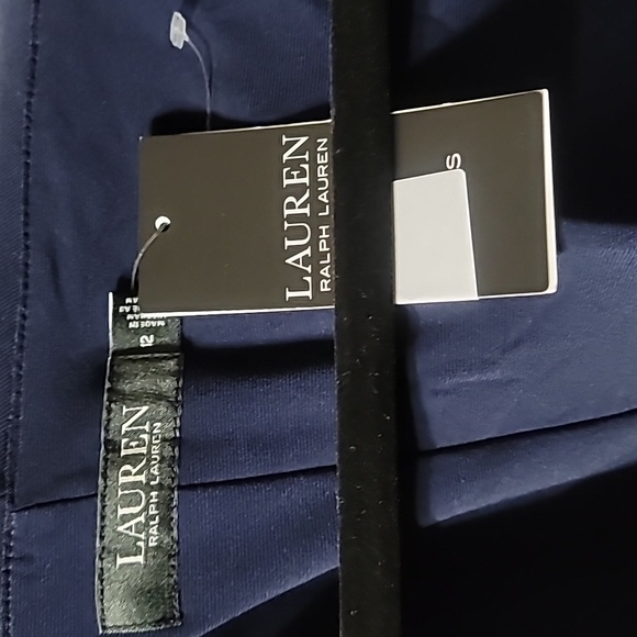 NWT Lauren Ralph Lauren Navy Portrait Collar Cap Sleeve Crepe Sheath Gown - Picture 6 of 6